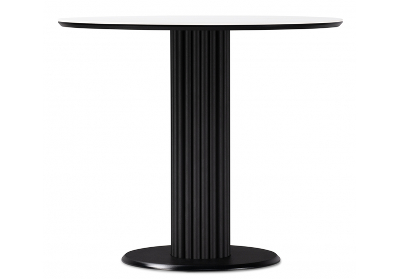 Керамический стол, Кэмерон 90х90х75 белый мрамор snow white / черный