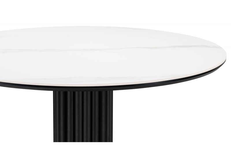 Керамический стол, Кэмерон 90х90х75 белый мрамор snow white / черный