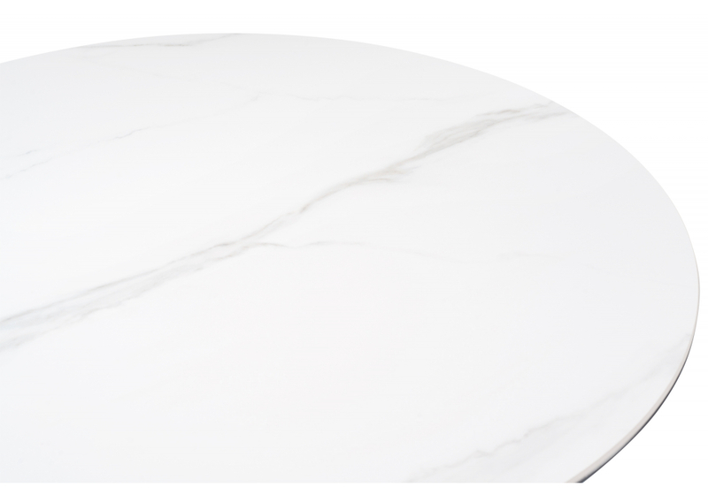 Керамический стол, Кэмерон 90х90х75 белый мрамор snow white / черный