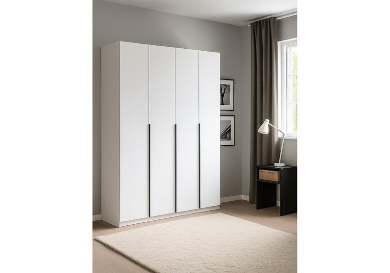 Шкаф, Даиго четырехстворчатый белый текстурный