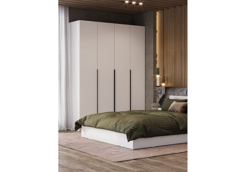 Шкаф, Даиго четырехстворчатый белый текстурный