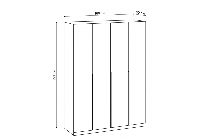 Шкаф, Даиго четырехстворчатый белый текстурный