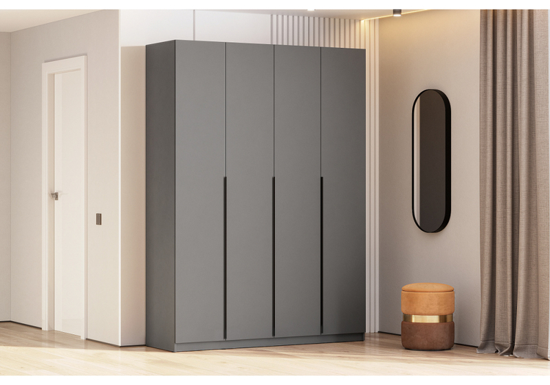 Шкаф, Даиго четырехстворчатый графит серый