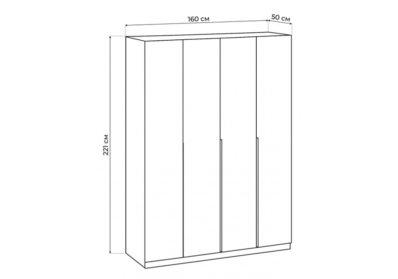 Шкаф, Даиго четырехстворчатый графит серый