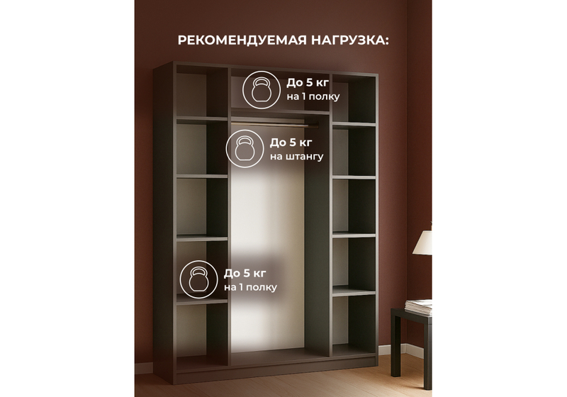 Шкаф, Даиго четырехстворчатый графит серый