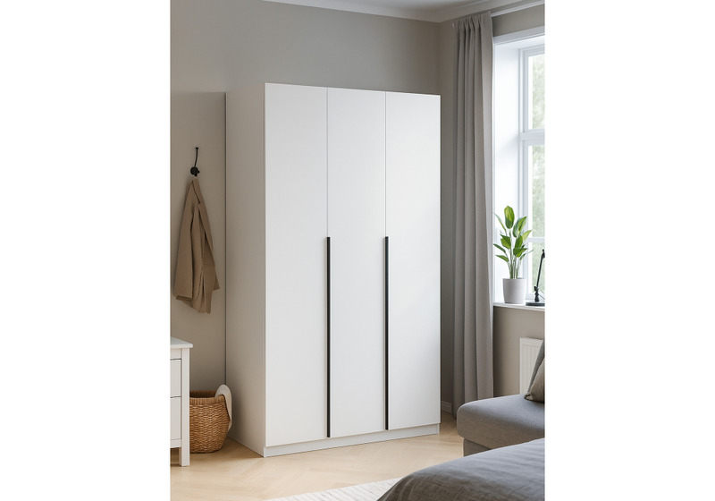 Шкаф, Даиго трехстворчатый белый текстурный