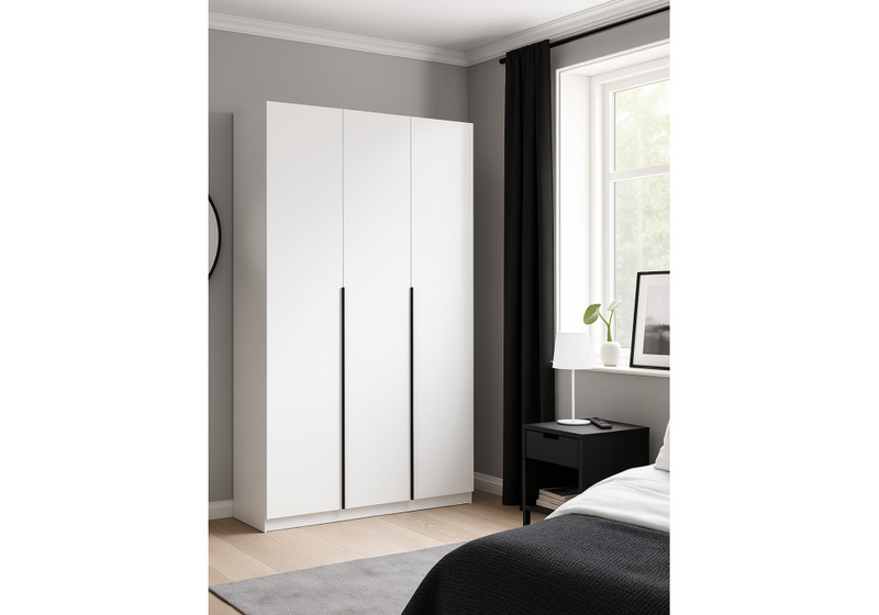 Шкаф, Даиго трехстворчатый белый текстурный