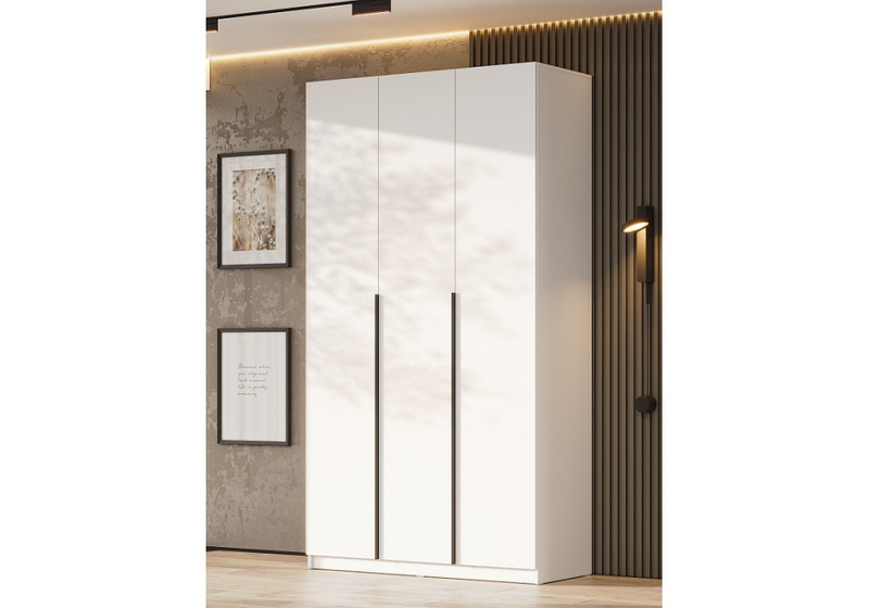 Шкаф, Даиго трехстворчатый белый текстурный