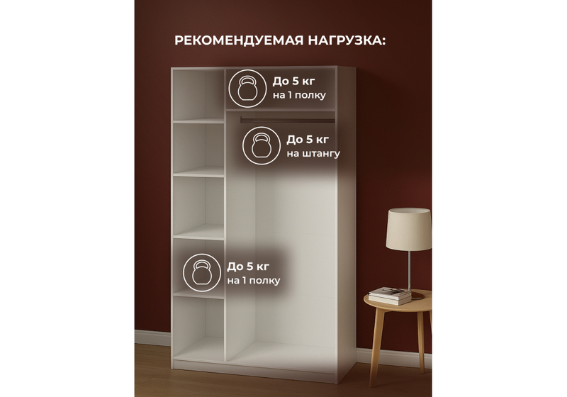 Шкаф, Даиго трехстворчатый белый текстурный