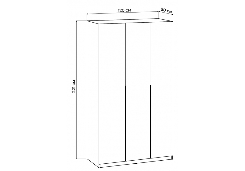 Шкаф, Даиго трехстворчатый графит серый