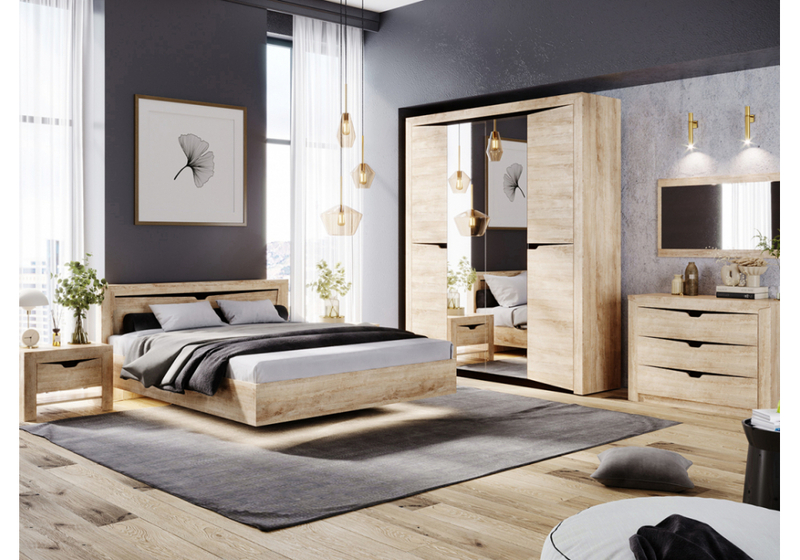 Кровать, Магантия 160х200 с ПМ парящая дуб баррик