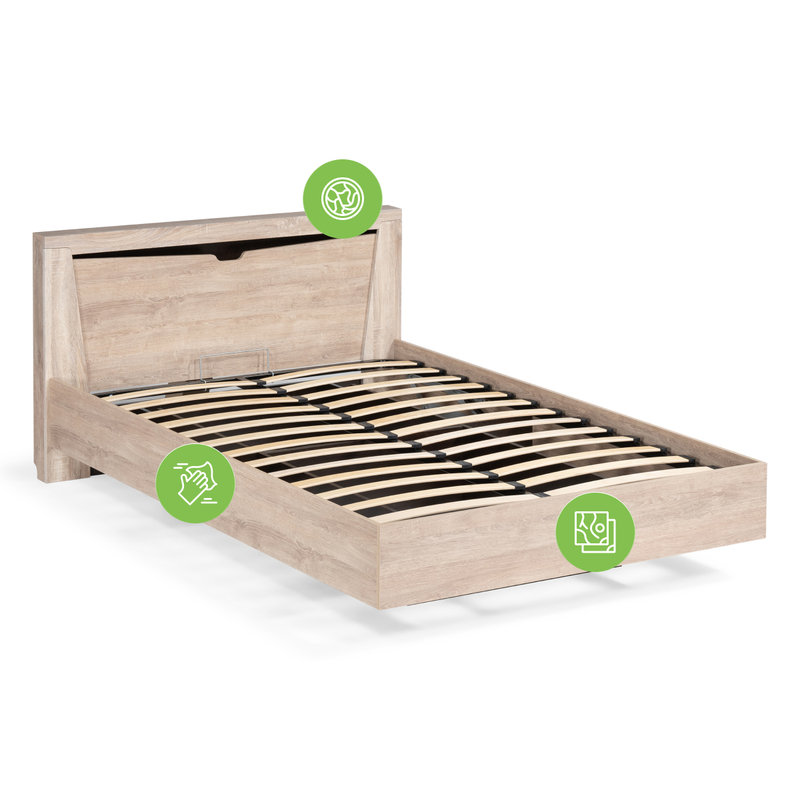 Кровать, Магантия 160х200 с ПМ парящая дуб баррик