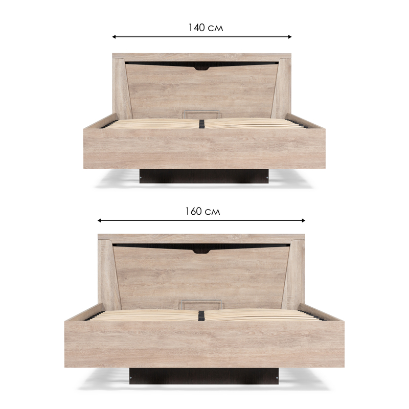 Кровать, Магантия 140х200 сПМ парящая дуб баррик