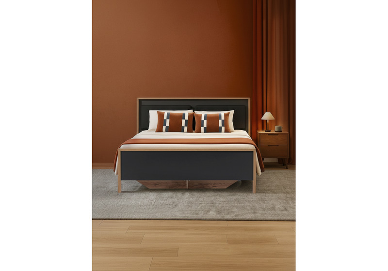 Кровать, Тхан 180х200 дуб крафт золотой / антрацит