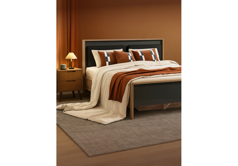 Кровать, Тхан 180х200 дуб крафт золотой / антрацит