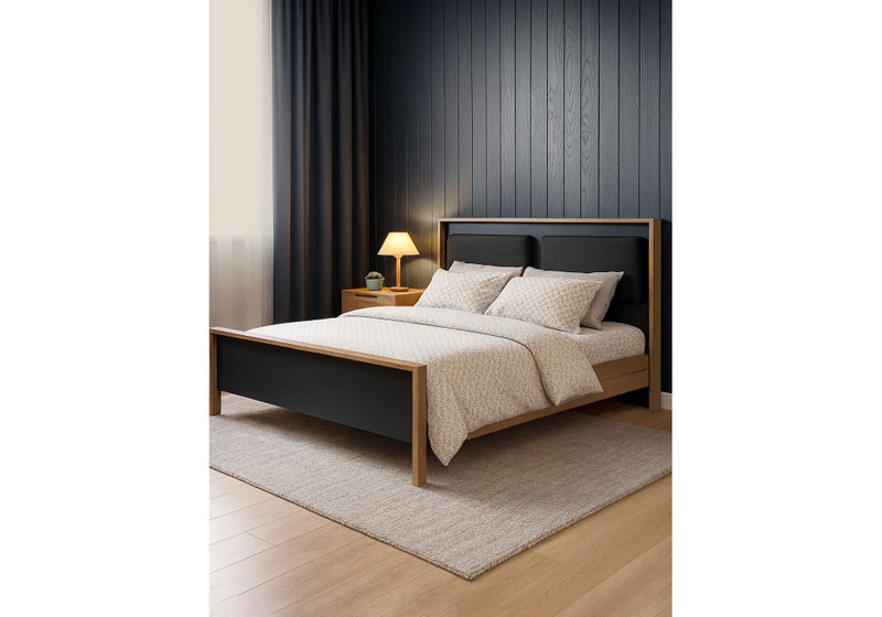 Кровать, Тхан 180х200 дуб крафт золотой / антрацит