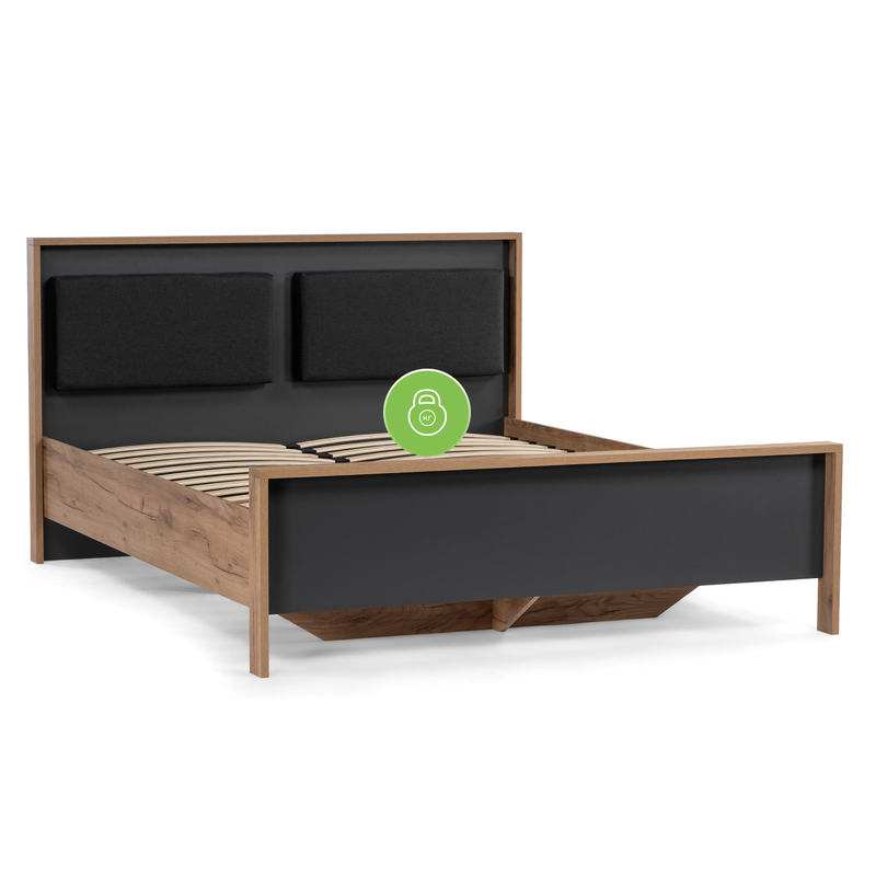 Кровать, Тхан 180х200 дуб крафт золотой / антрацит