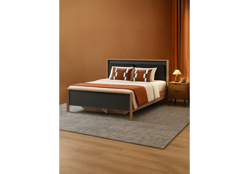 Кровать, Тхан 180х200 дуб крафт золотой / антрацит