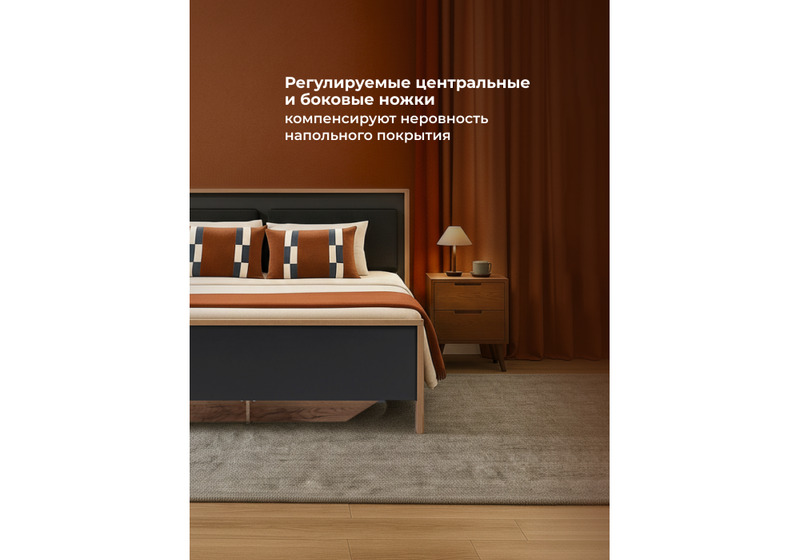 Кровать, Тхан 180х200 дуб крафт золотой / антрацит