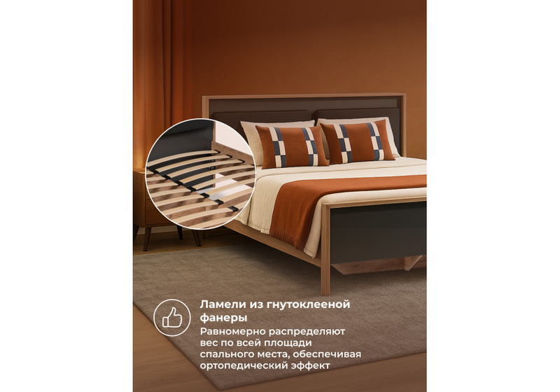 Кровать, Тхан 180х200 дуб крафт золотой / антрацит