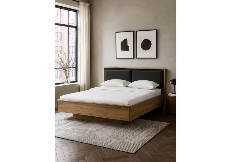 Кровать, Клауд 140х200 парящая дуб крафт золотой / антрацит