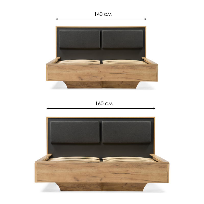 Кровать, Клауд 140х200 парящая дуб крафт золотой / антрацит