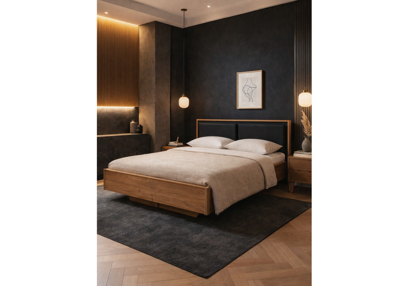 Кровать, Клауд 160х200 парящая дуб крафт золотой / антрацит