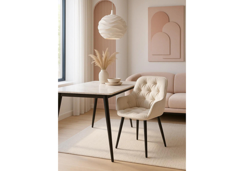 Стул на металлокаркасе, Олму бежевый / черный