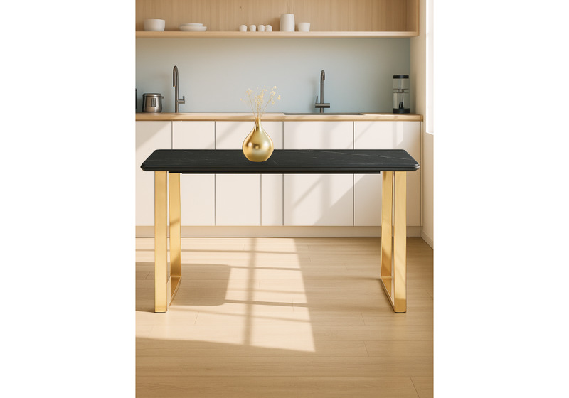 Керамический стол, Селена 2 140х80 черный мрамор / золото