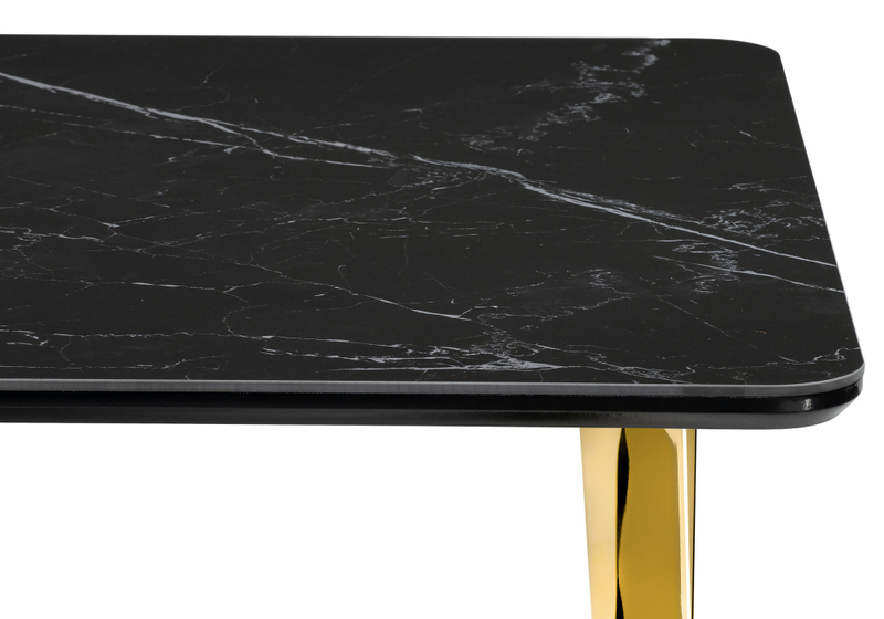Керамический стол, Селена 3 140х80 черный мрамор / золото