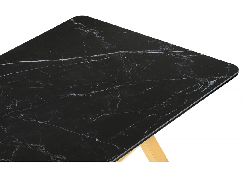 Керамический стол, Селена 3 140х80 черный мрамор / золото