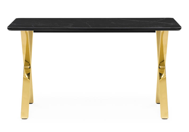 Керамический стол, Селена 3 140х80 черный мрамор / золото