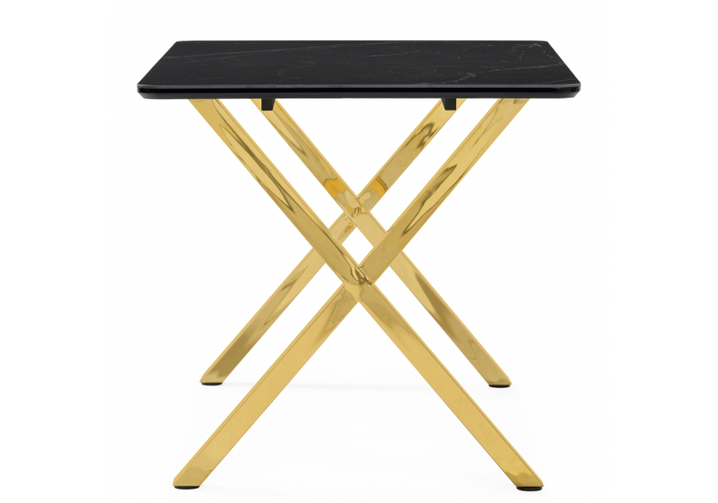 Керамический стол, Селена 3 140х80 черный мрамор / золото