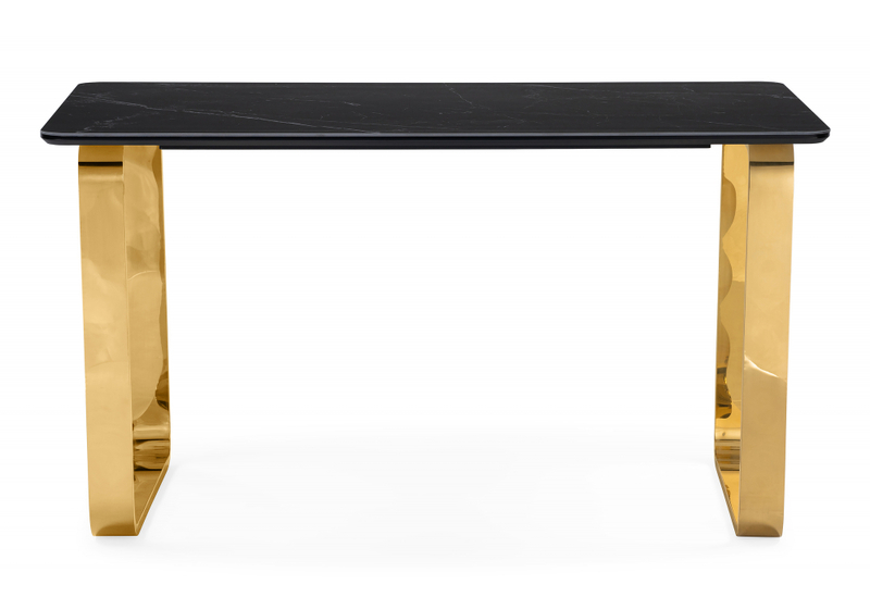 Керамический стол, Селена 4 140х80 черный мрамор / золото