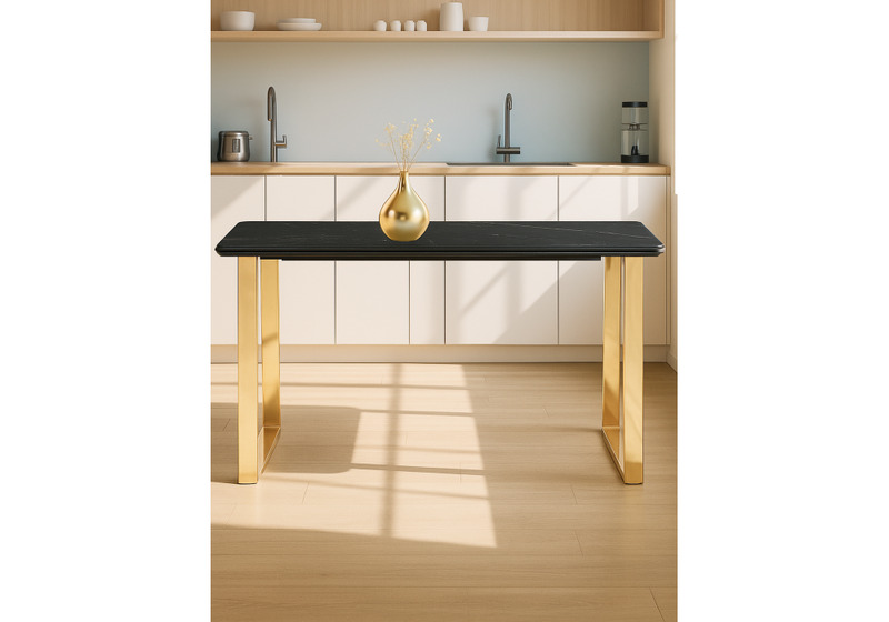 Керамический стол, Селена 2 160х90 черный мрамор / золото