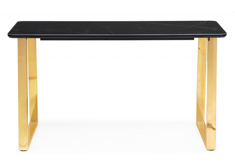 Керамический стол, Селена 2 160х90 черный мрамор / золото