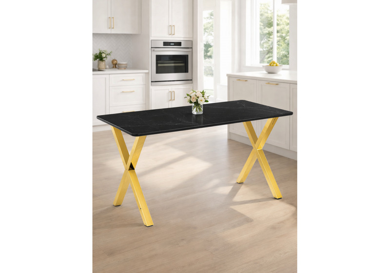 Керамический стол, Селена 3 160х90 черный мрамор / золото