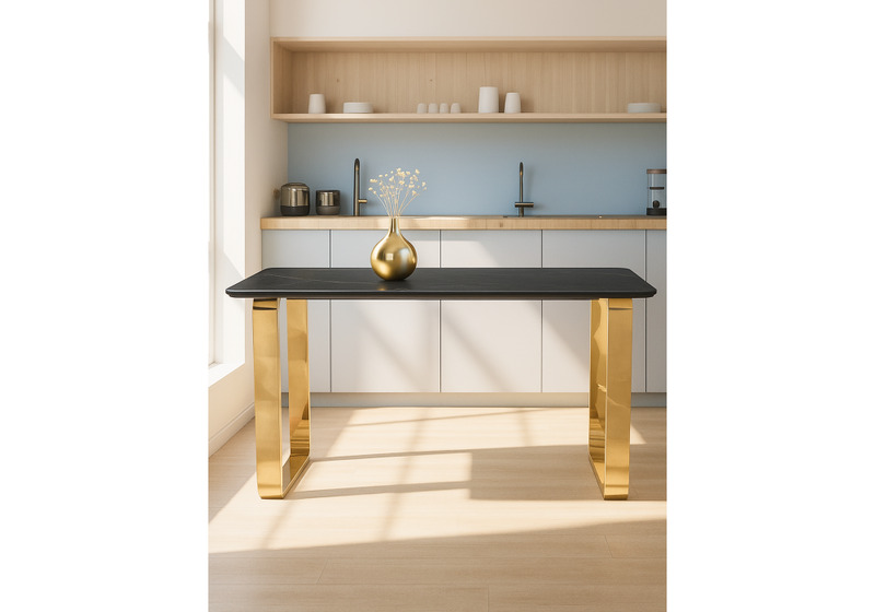 Керамический стол, Селена 4 160х90 черный мрамор / золото