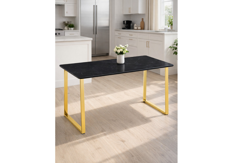 Керамический стол, Селена 2 180х90 черный мрамор / золото