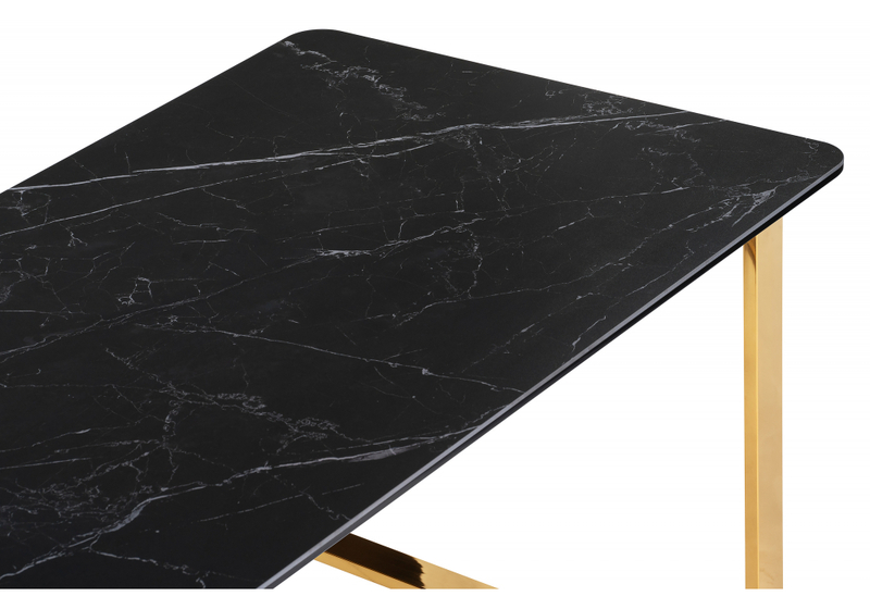 Керамический стол, Селена 2 180х90 черный мрамор / золото