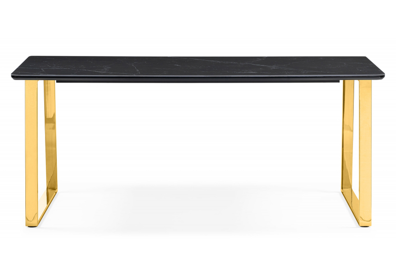 Керамический стол, Селена 2 180х90 черный мрамор / золото