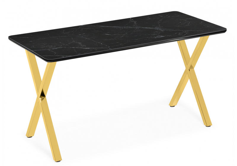 Керамический стол, Селена 3 180х90 черный мрамор / золото