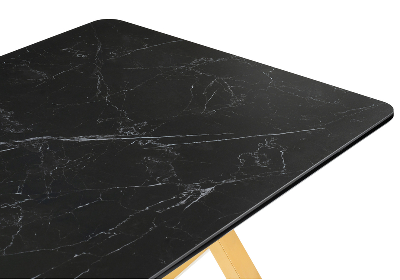 Керамический стол, Селена 3 180х90 черный мрамор / золото