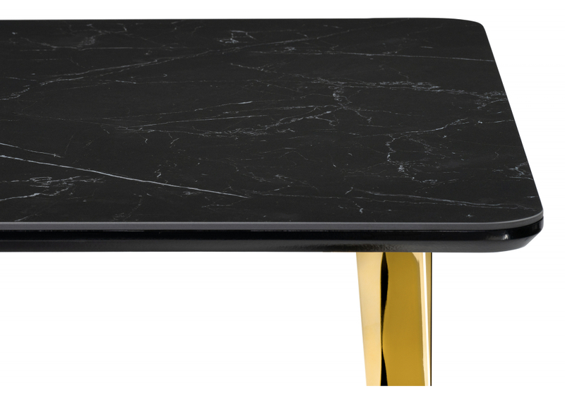 Керамический стол, Селена 3 180х90 черный мрамор / золото