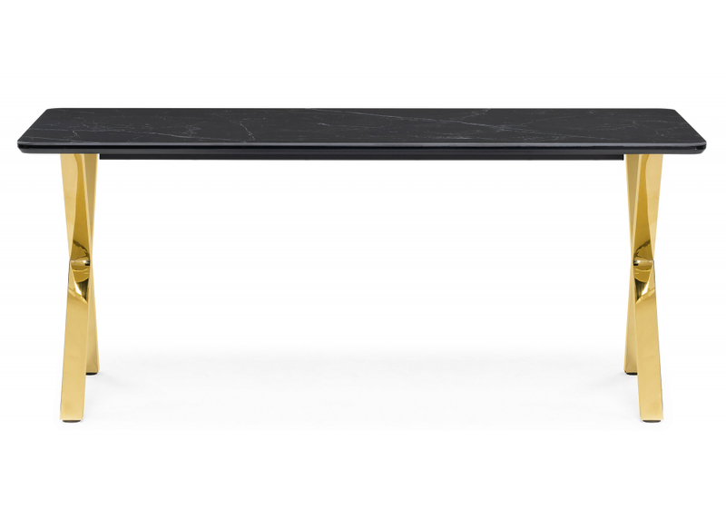 Керамический стол, Селена 3 180х90 черный мрамор / золото