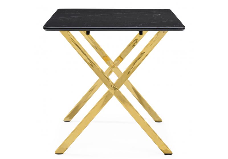 Керамический стол, Селена 3 180х90 черный мрамор / золото