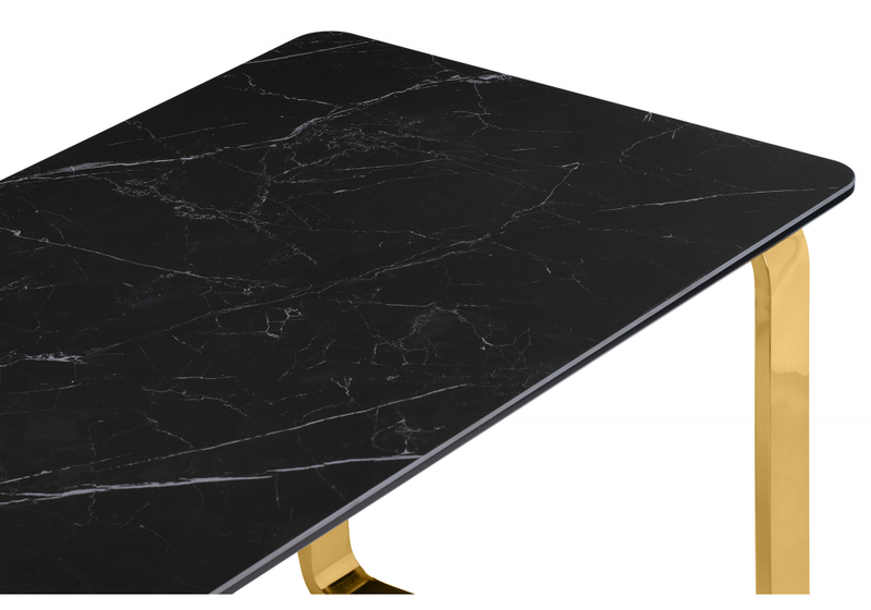 Керамический стол, Селена 4 180х90 черный мрамор / золото
