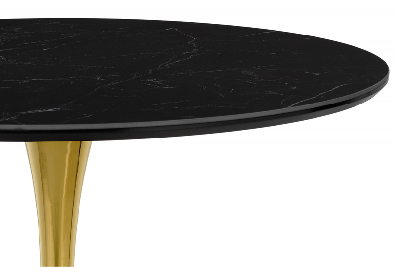 Керамический стол, Тулип 90х73 черный мрамор / золото