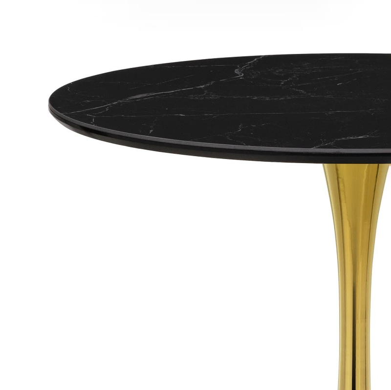 Керамический стол, Тулип 90х73 черный мрамор / золото