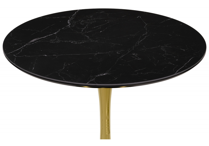 Керамический стол, Тулип 90х73 черный мрамор / золото